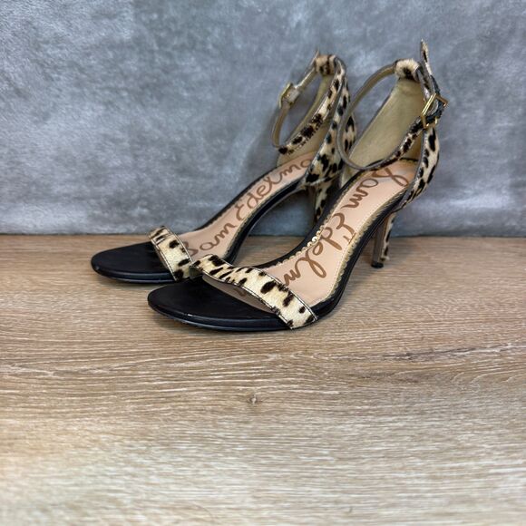 Sam Edelman Patti Open Toe Leopard Print Calf Hair High Heels Sandals Size 6 - Picture 2 of 13